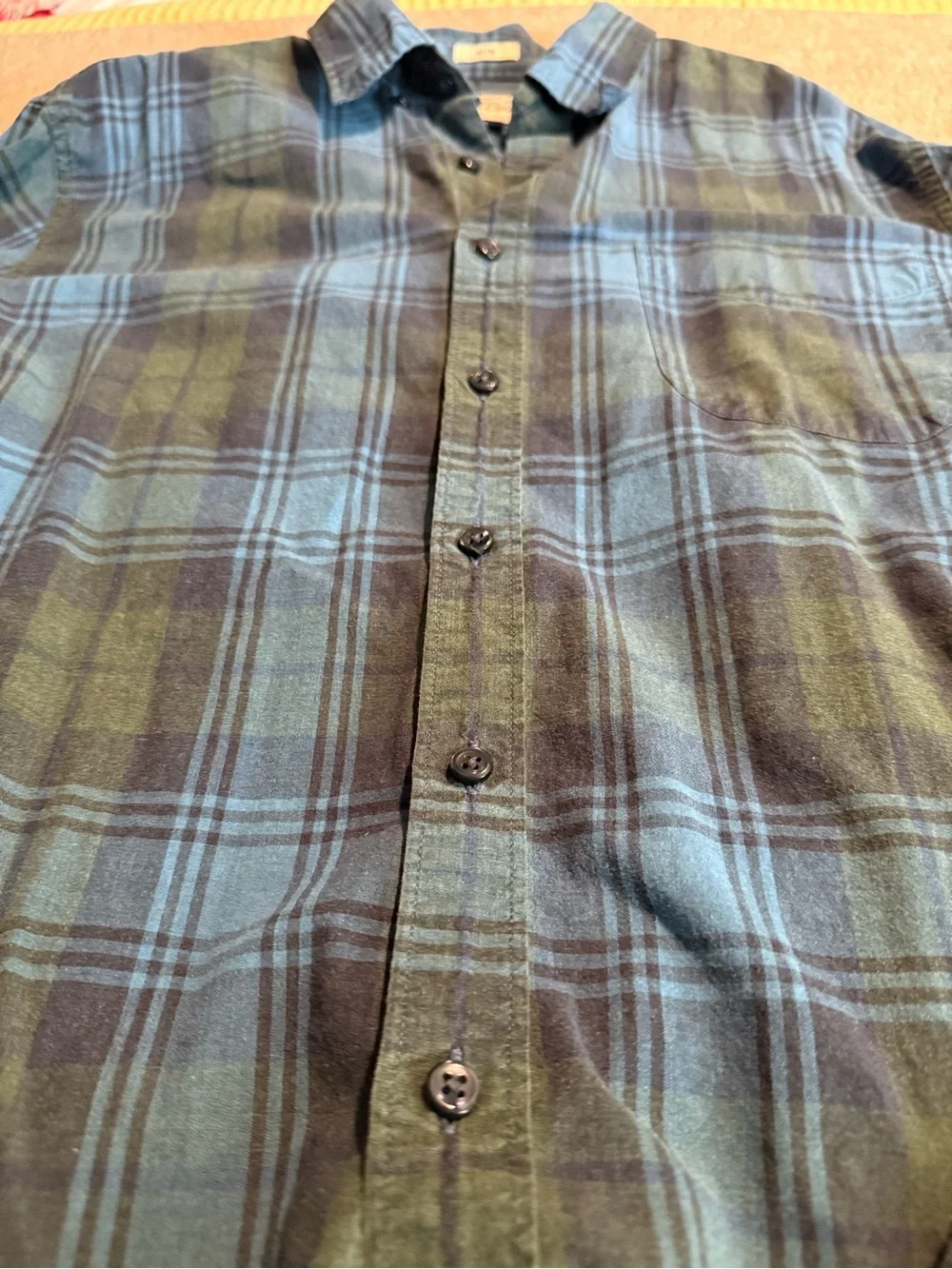 J.Crew Slim Fit Blue Green Plaid Button Down Shirt Large